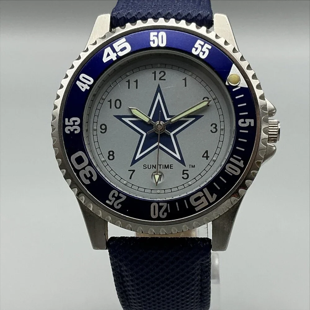 Vintage Sun Time Competitor Mens Watch 40mm Dallas Cowboys New Battery